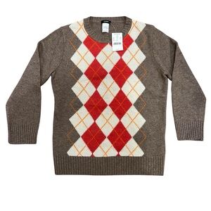 J.Crew Argyle Merino Wool Blend Sweater NWT Size S XS